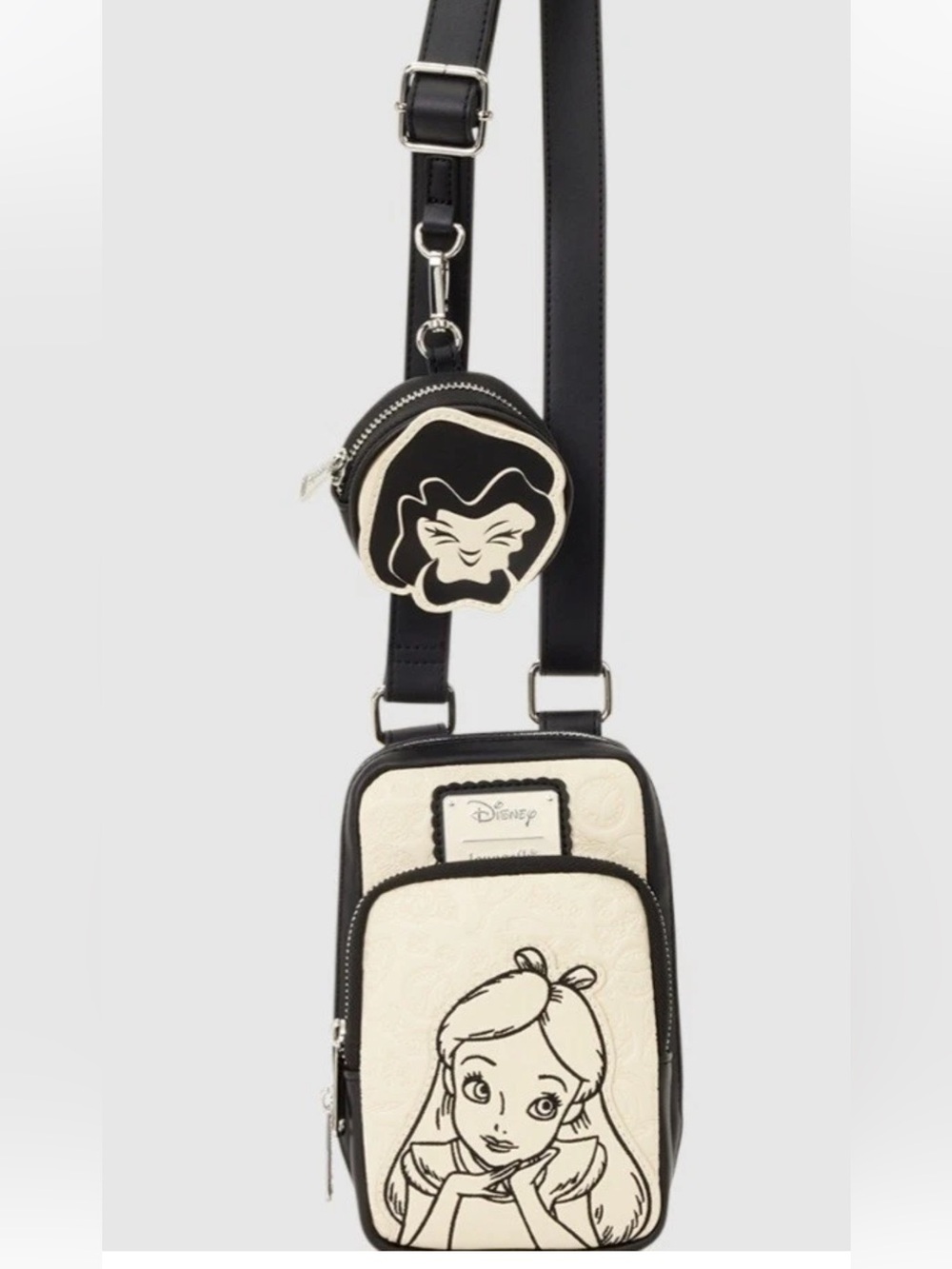Loungefly Disney Alice in Wonderland Crossbody w Coin Purse - Black White NWT